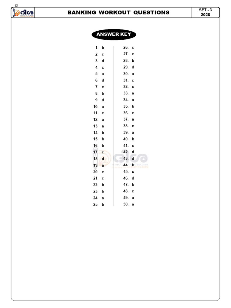 2026 Banking Workout Answer Key | PDF
