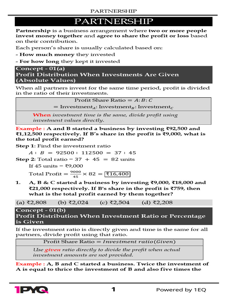 Partnership Profit Sharing Explained | PDF | Investing | Partnership
