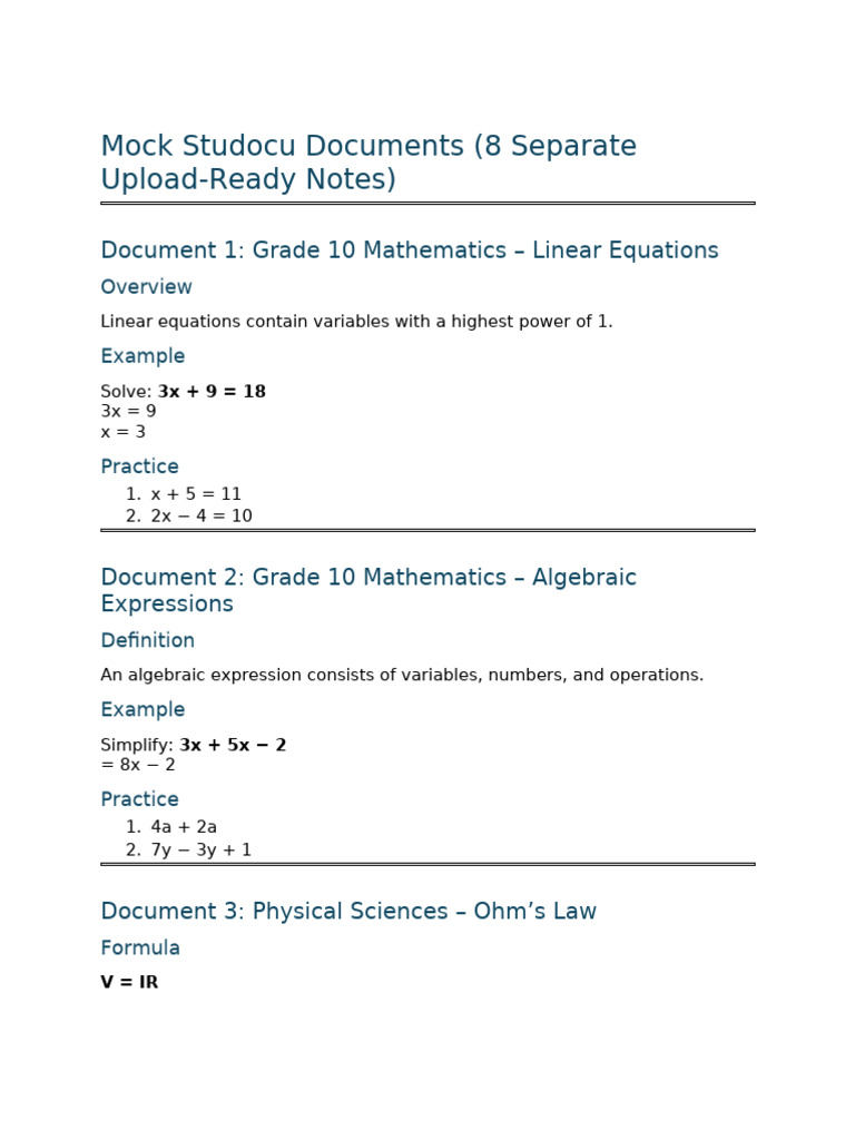 Grade 10 Study Notes for Key Subjects | PDF