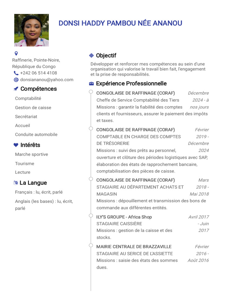 CV de Donsi Haddy Pambou Ananou | PDF | Comptabilité | Économie