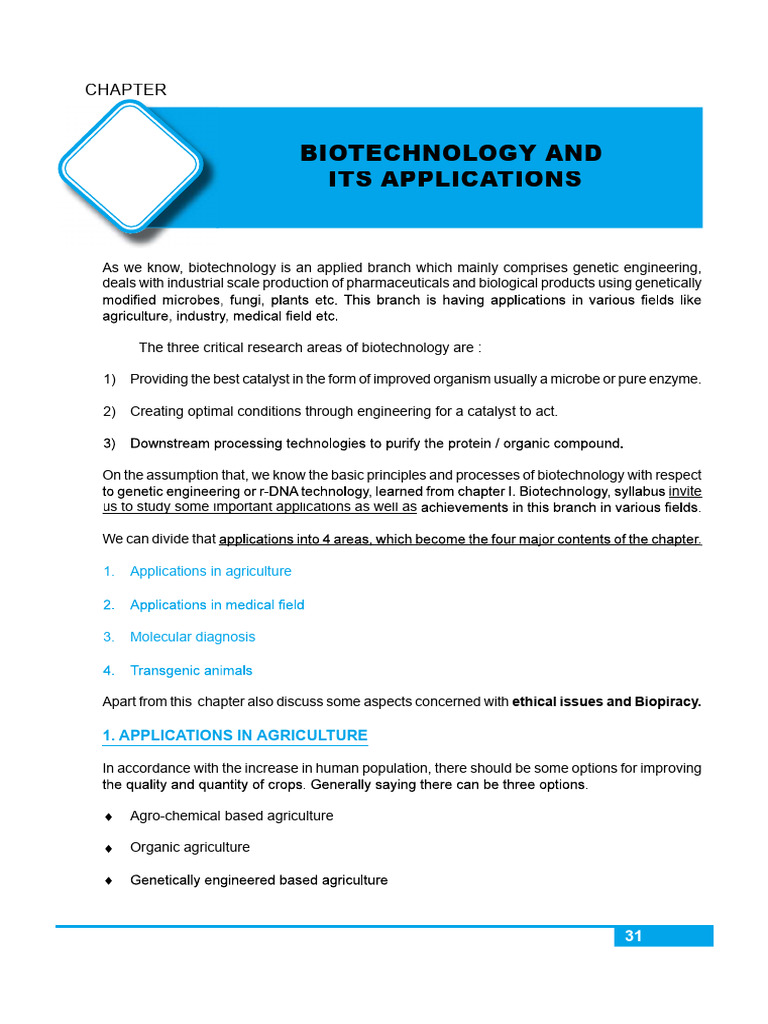 Biotechnology Applications Overview | PDF | Sense (Molecular Biology ...