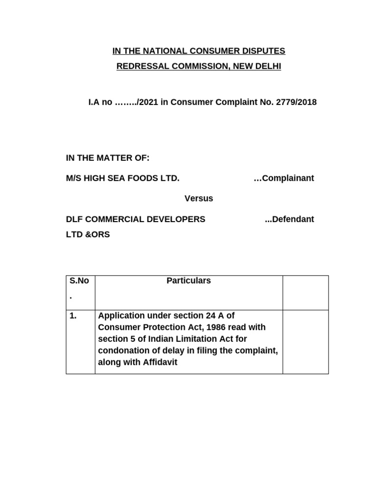Consumer Complaint Delay Condonation Case | PDF