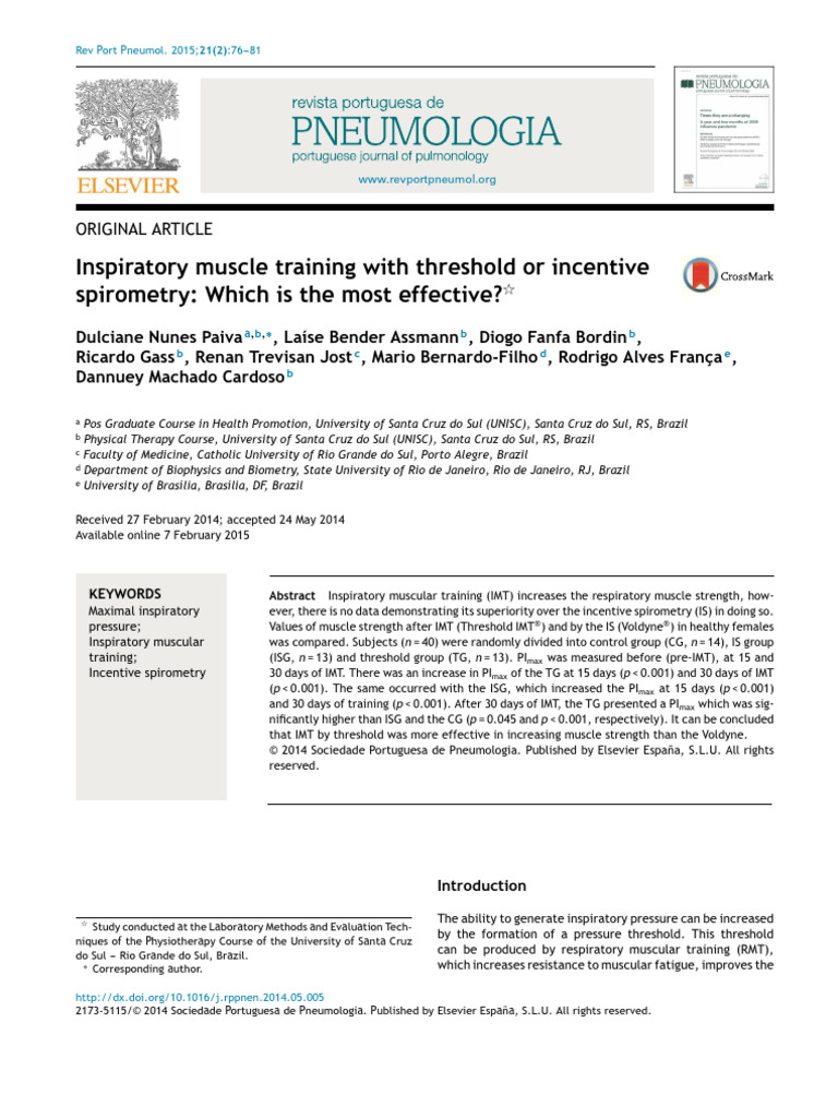 Inspiratory Muscle Training With Threshold or Incentive Spirometry ...