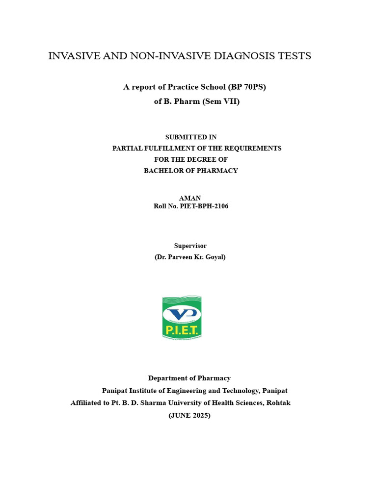 Invasive vs Non-Invasive Diagnosis Tests | PDF | Academic Degree ...