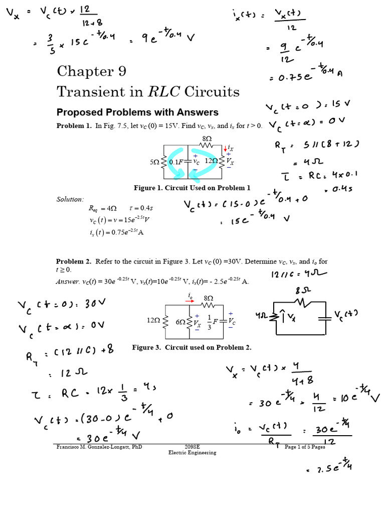 RLC Circuit Analysis Problems and Solutions | PDF | Electrical ...