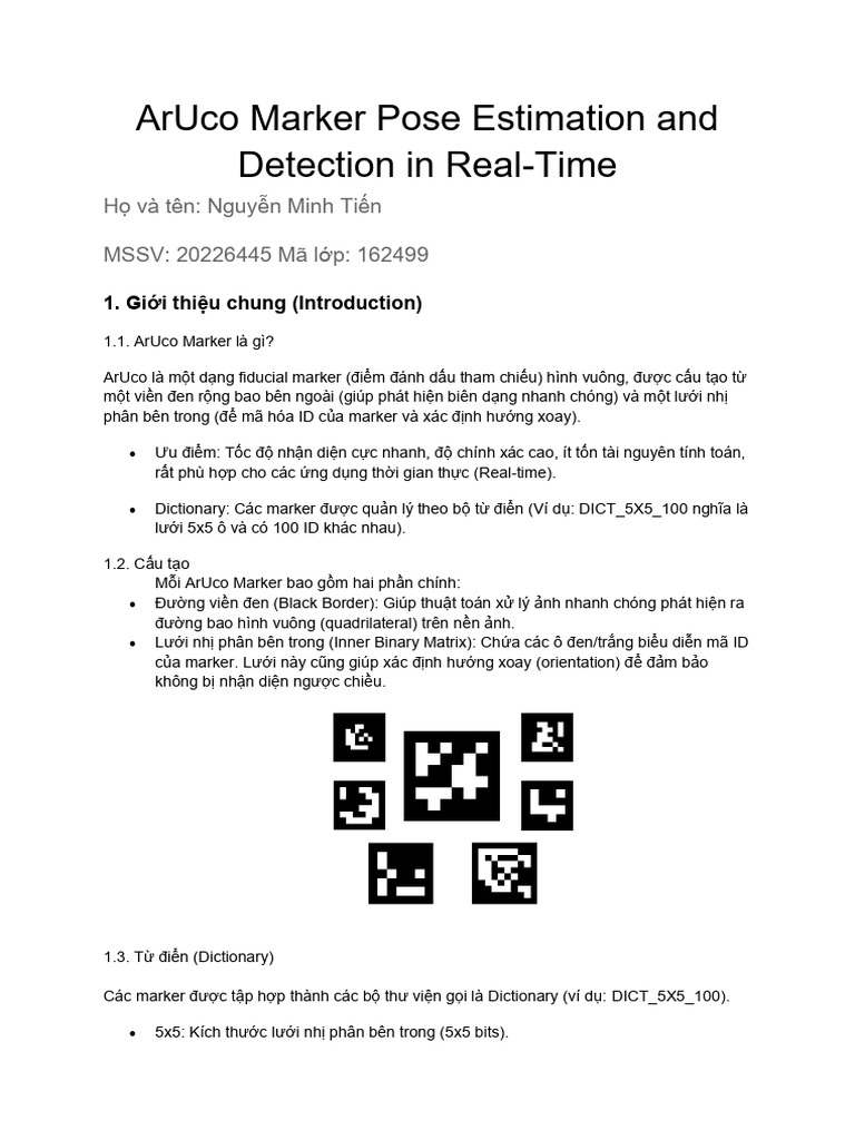ArUco Marker Pose Estimation and Detection in Real-Time | PDF