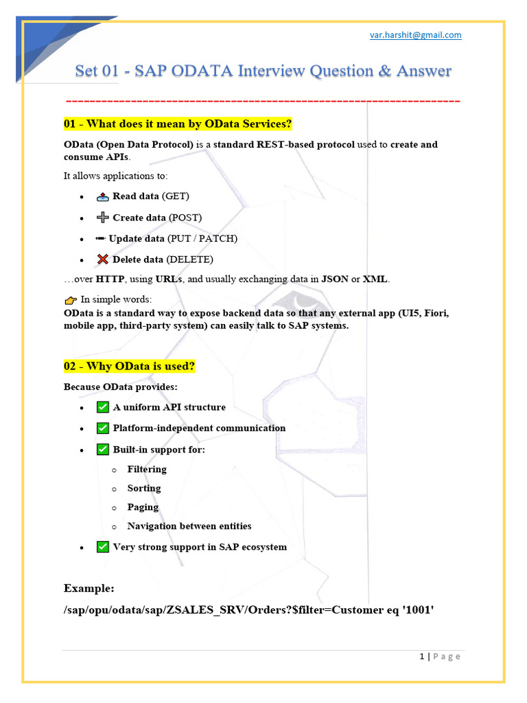 SAP OData Interview Q&A Guide | PDF | Computing | Software Engineering