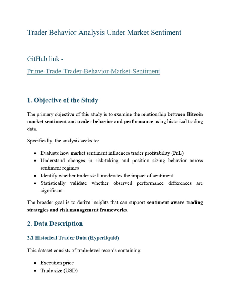 Trader Behavior Analysis Under Market Sentiment | PDF | P Value ...