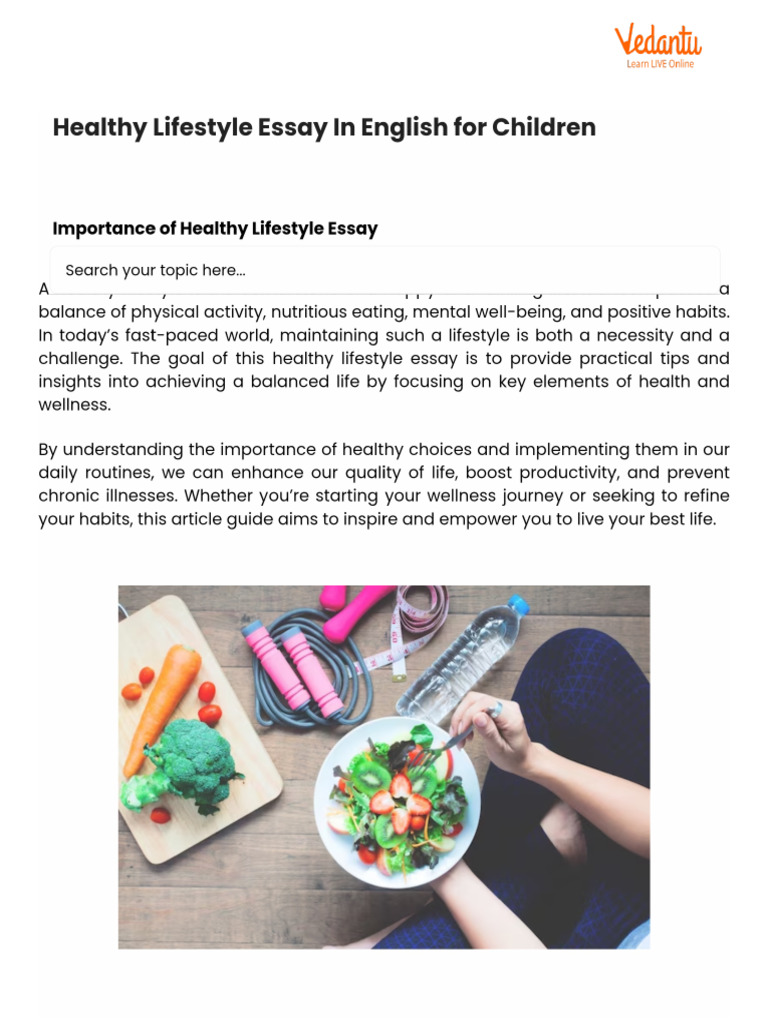 Healthy Lifestyle Essay in English for Children | PDF