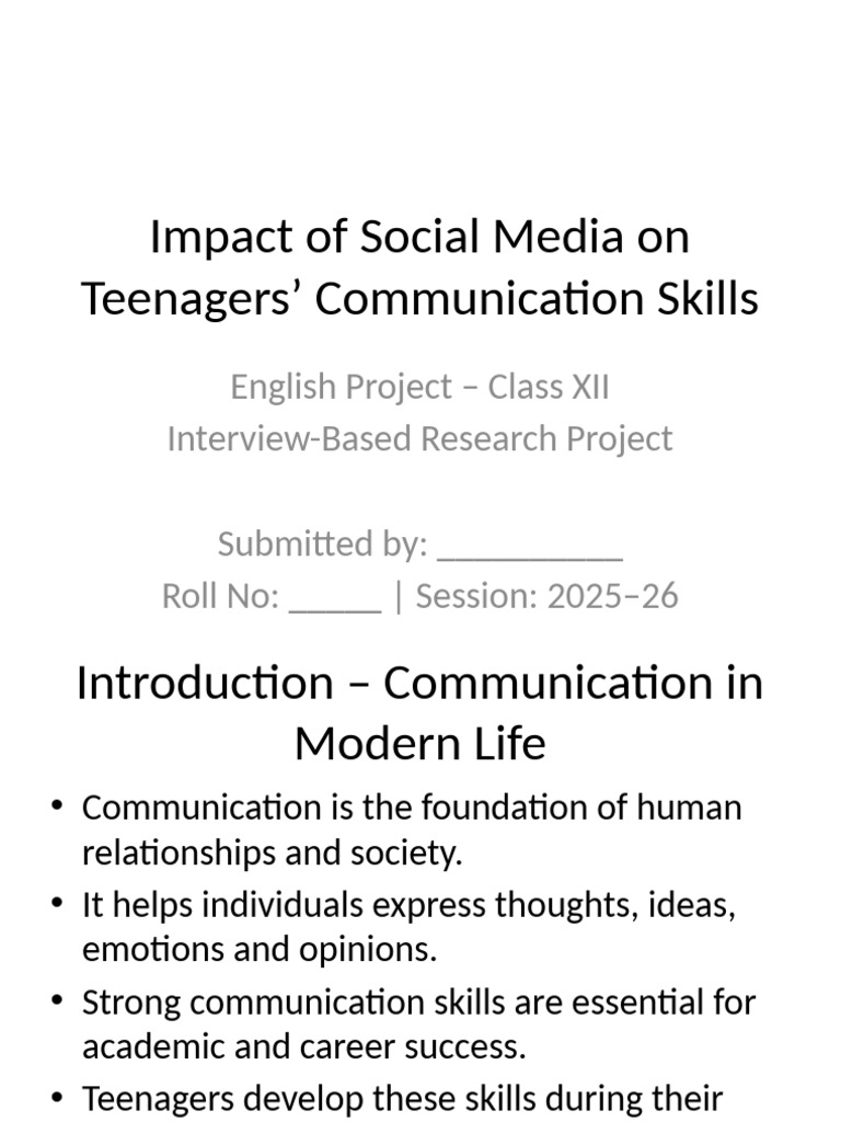Impact of Social Media Class 12 Extended Project | PDF | Popular ...