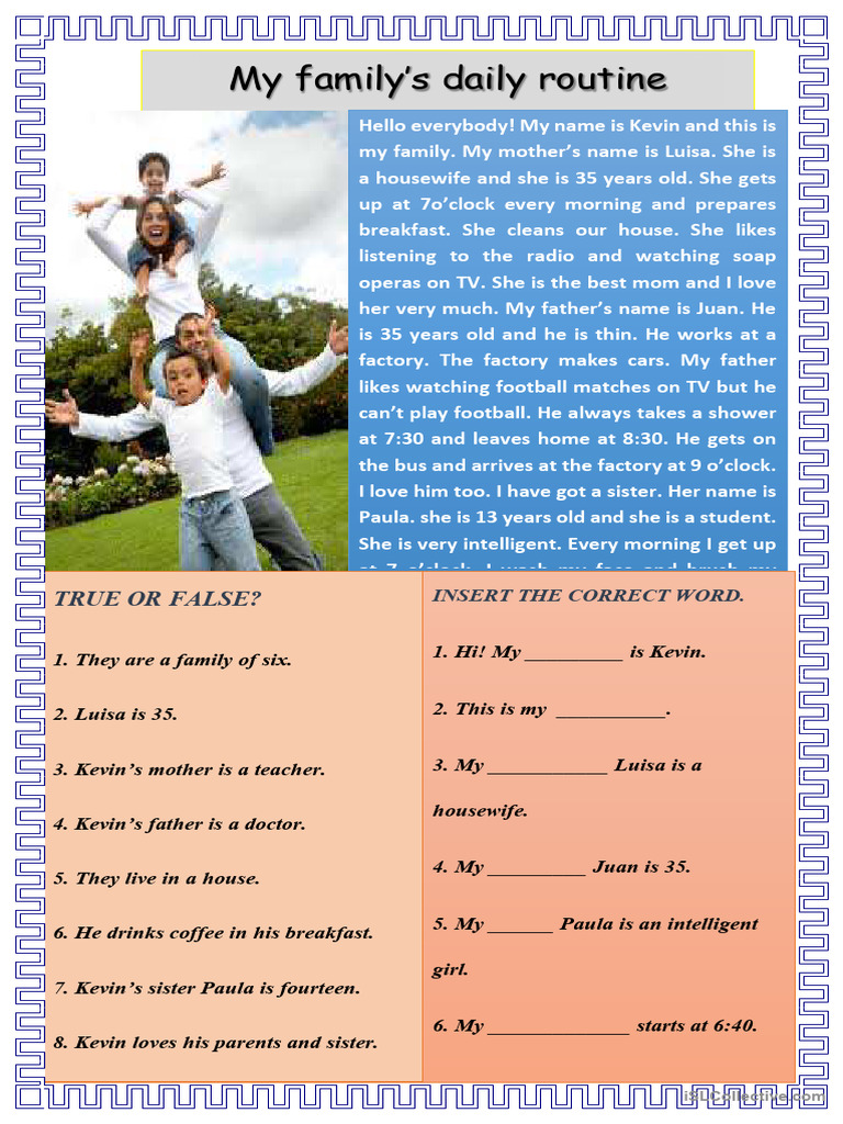 Family Daily Routine Overview | PDF