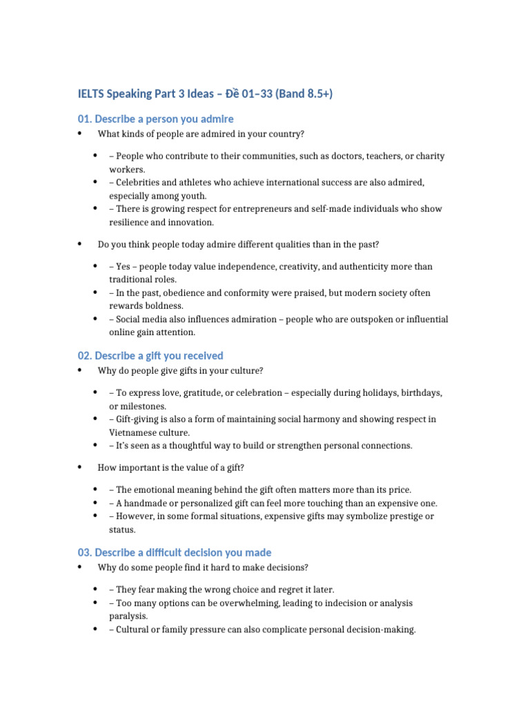 IELTS Speaking Part 3 Topics & Tips | PDF