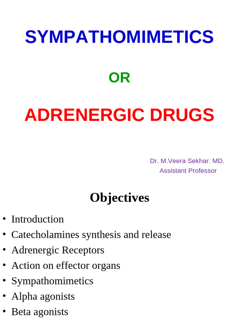 Overview of Sympathomimetics and Adrenergic Drugs | PDF ...