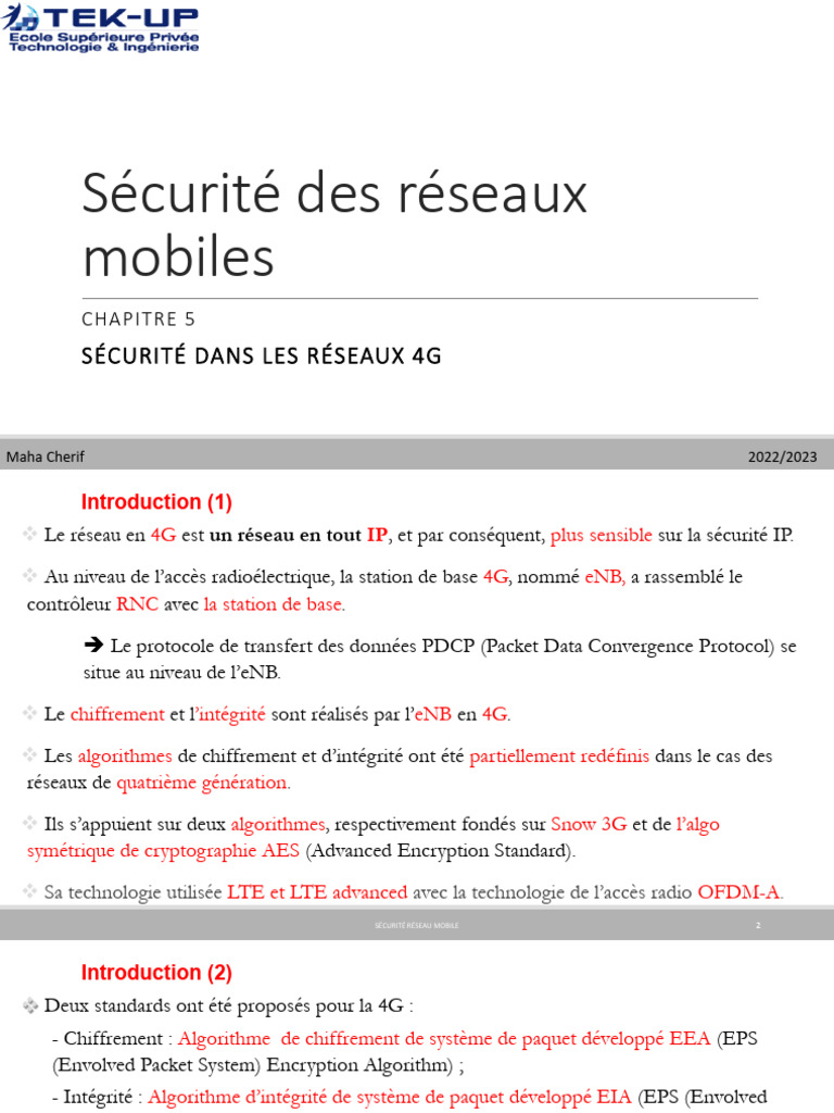 Sécurité des réseaux 4G : Protocoles et clés | PDF | Ingénierie ...