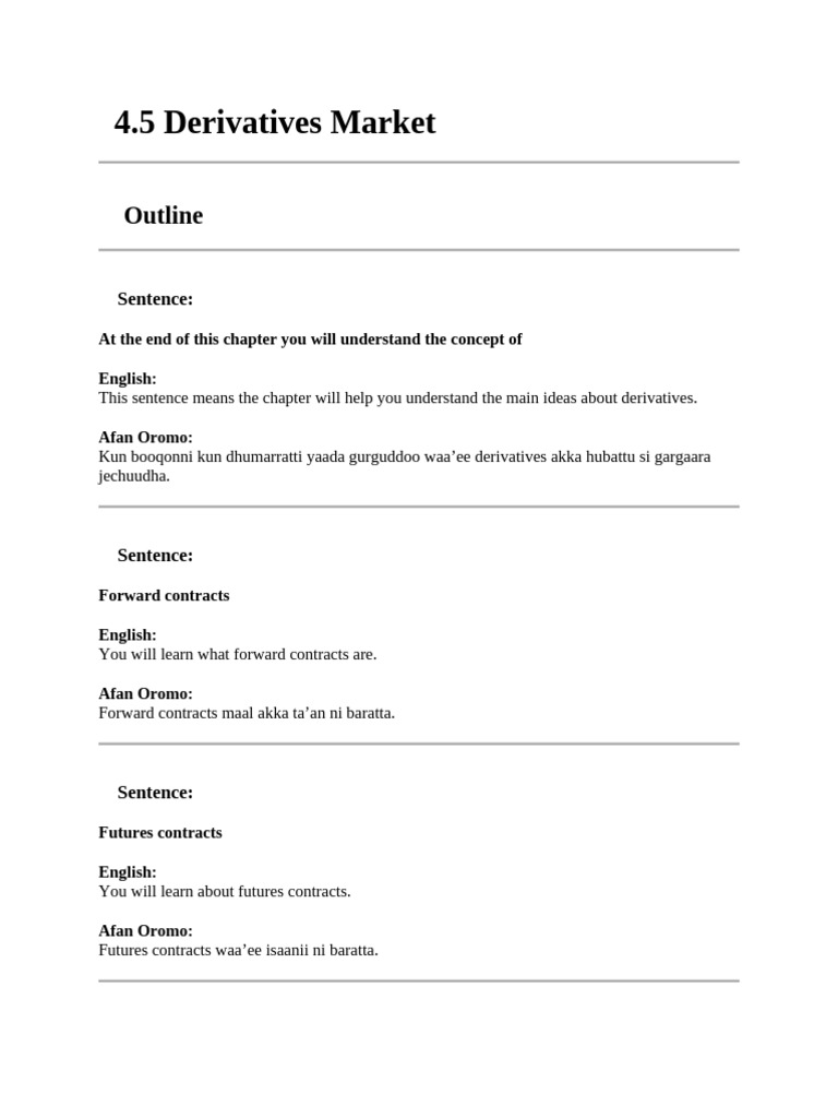 Understanding Derivatives and Contracts | PDF | Swap (Finance) | Option ...