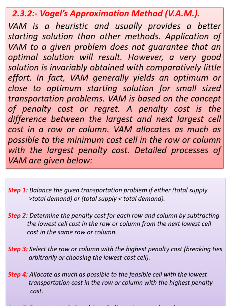 Vogel’s Approximation Method Explained | PDF | Mathematical ...
