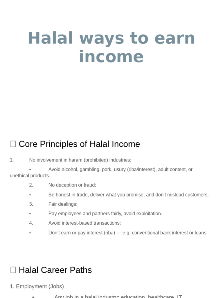 Halal Income Earning Methods Guide | PDF | Interest | Economies