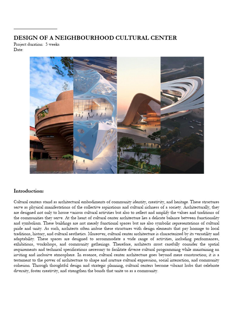 Neighborhood Cultural Center Design Project | PDF | Community