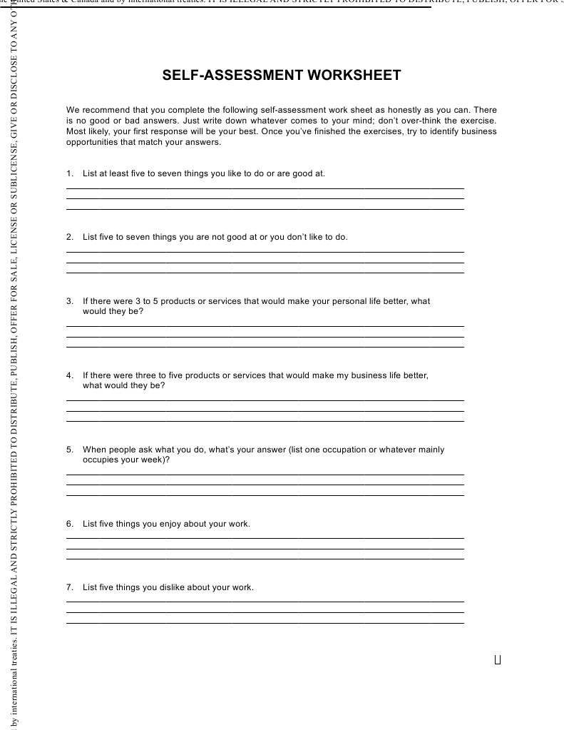 Worksheet Self Assessment | Copyright Law Of The United States | Copyright