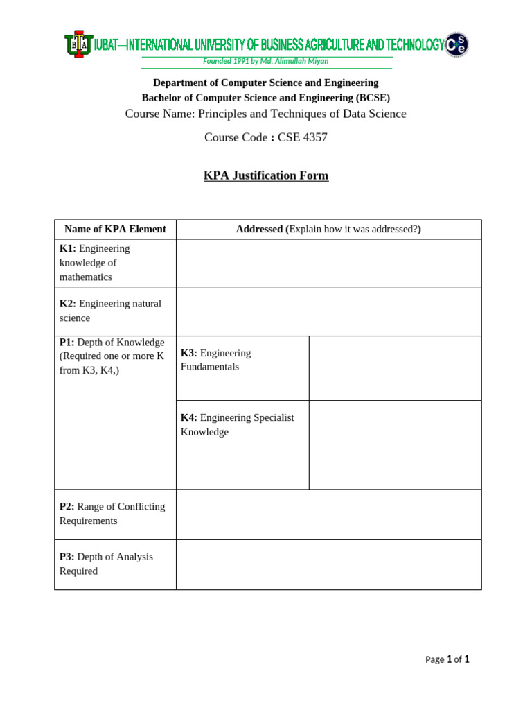 KPA Justification Form (1) | PDF