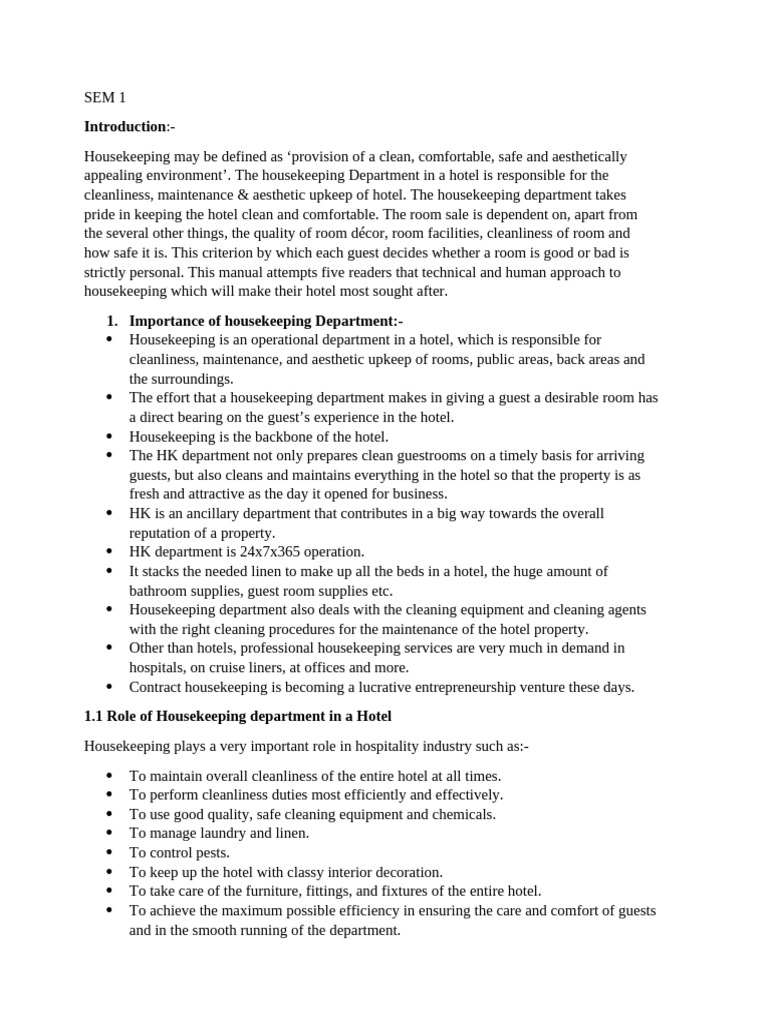 Essential Housekeeping in Hotels | PDF | Vacuum Cleaner | Housekeeping