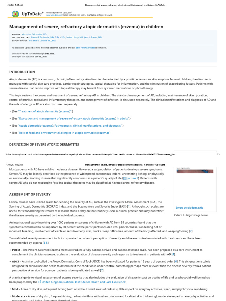Severe Atopic Dermatitis in Children | PDF | Dermatitis | Allergy
