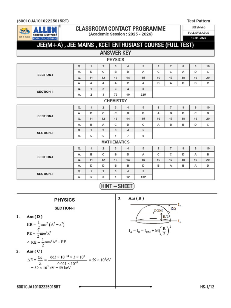 JEE Main 2026 Full Syllabus Test Pattern | PDF | Chemistry | Organic ...