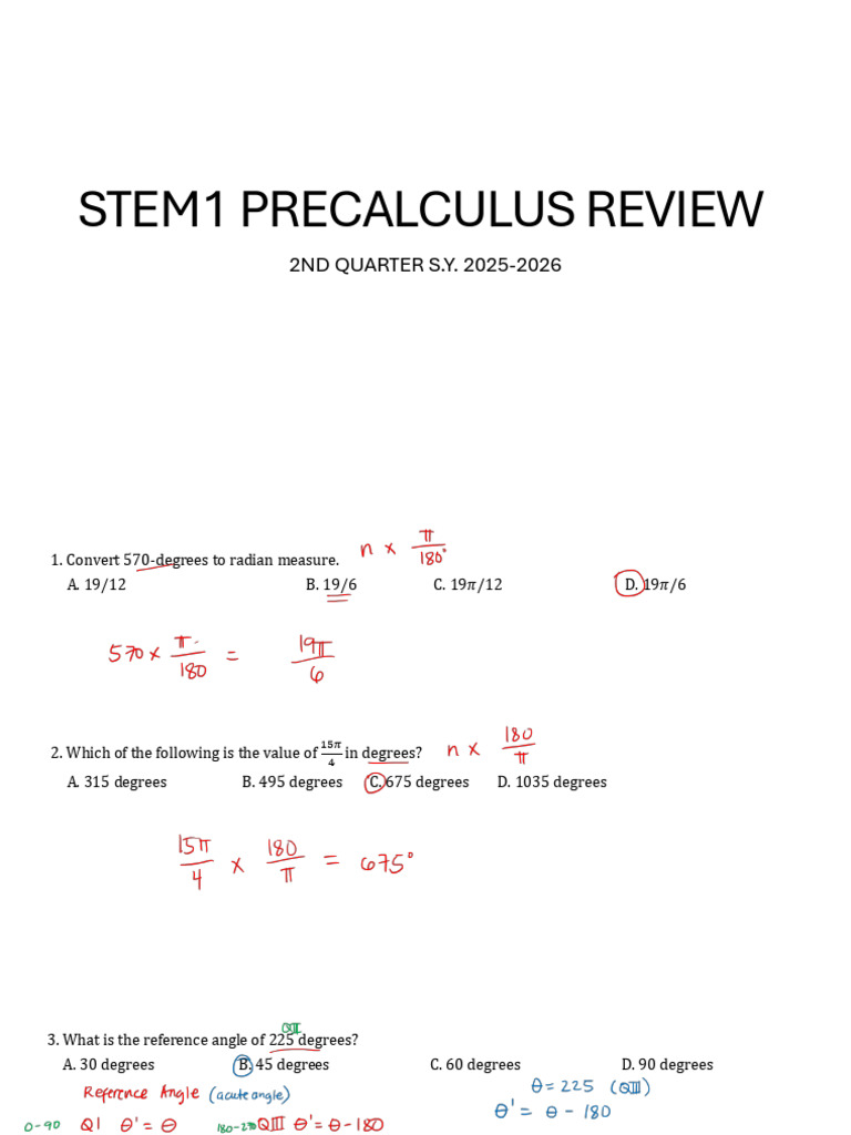 STEM1.Review Session | PDF | Angle | Elementary Geometry