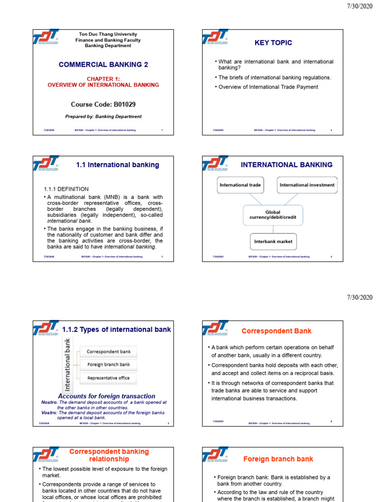 International Banking Overview Guide | PDF | Banks | Transaction Account