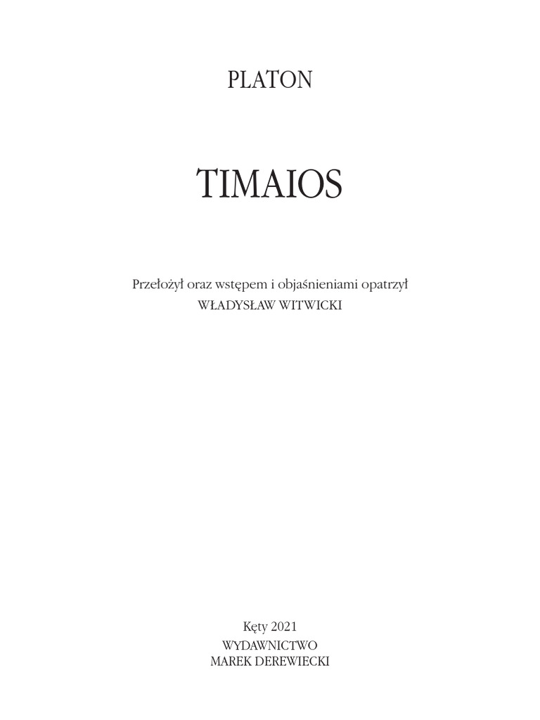 Platon - Timaios | PDF