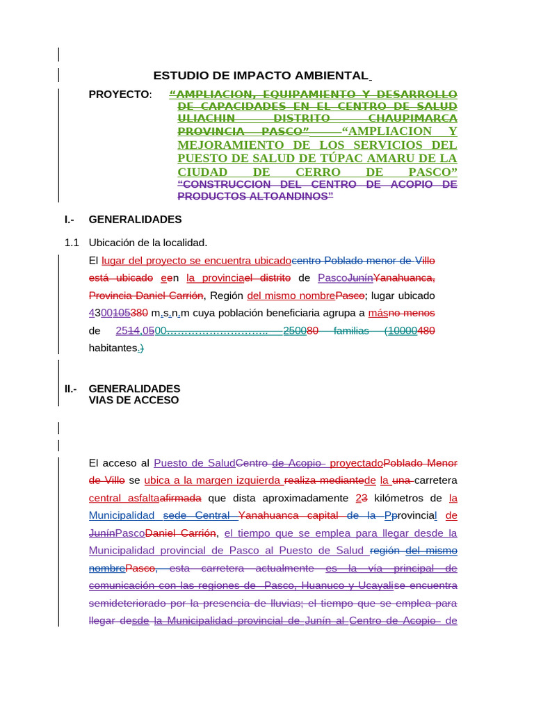 Estudio de Impacto Ambiental en Pasco | PDF | Evaluación de impacto ...