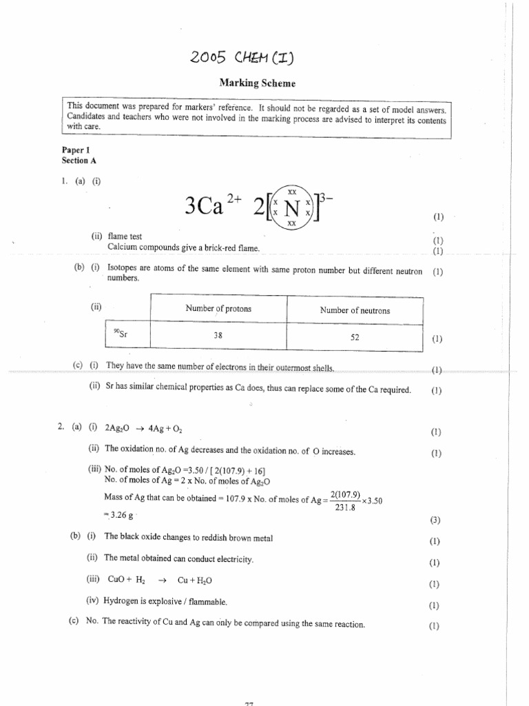 2005 Hkcee Chem Marking Scheme | PDF
