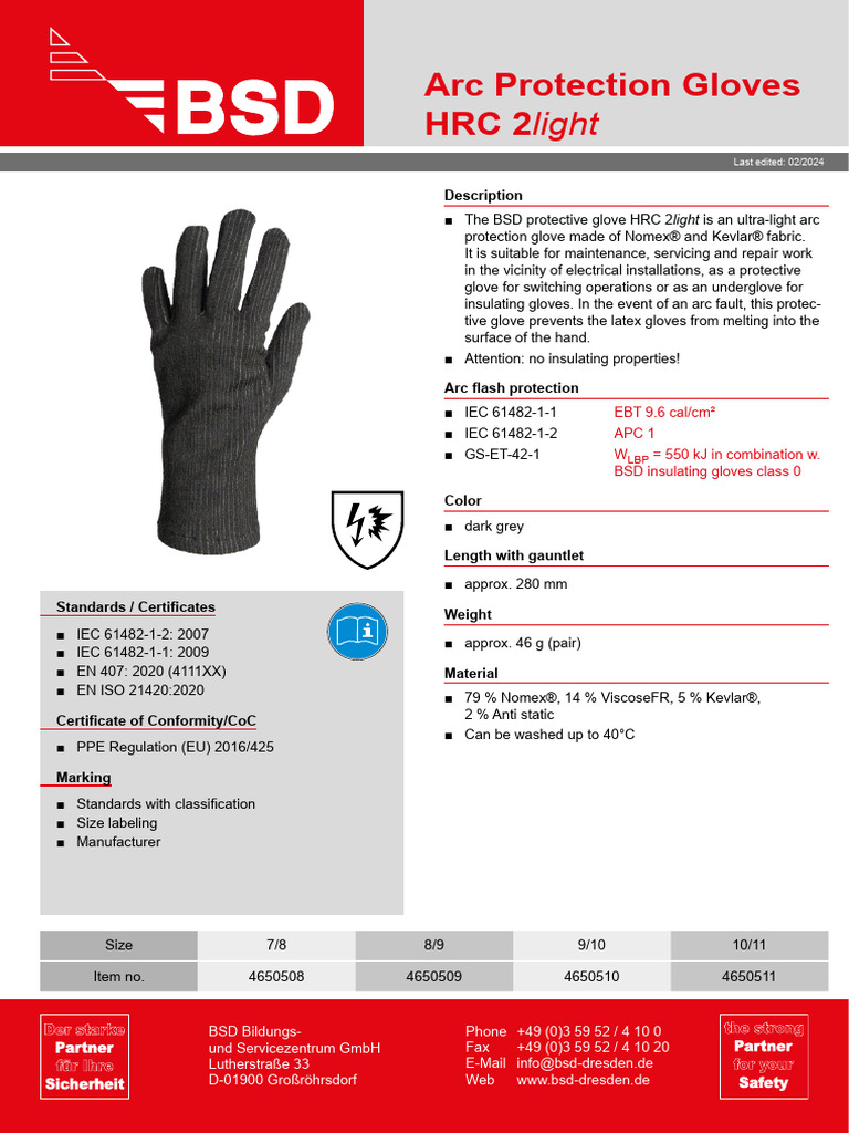 Datasheet_Gloves_HRC_2light (1) | PDF
