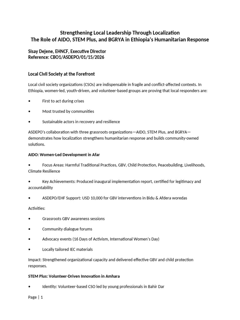 Strengthening Local Leadership Through Localization ASDEPO | PDF