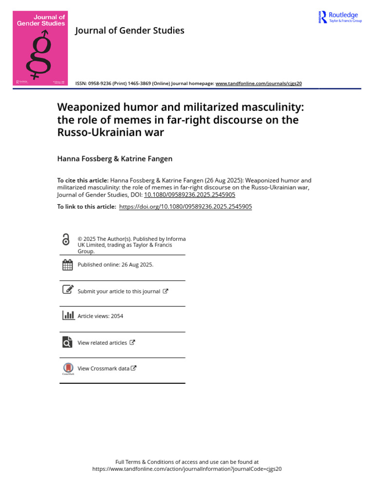 Weaponized Humor and Militarized Masculinity the Role of Memes in Far ...