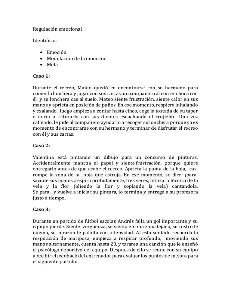 Estrategias de Regulación Emocional Infantil | PDF