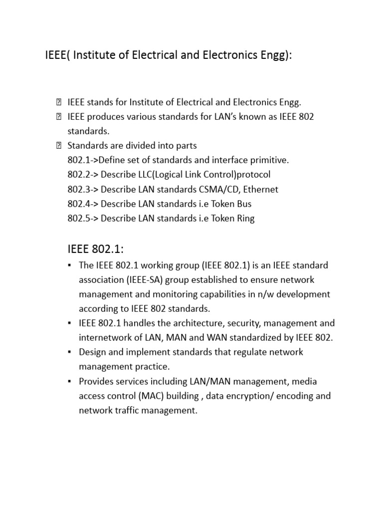Overview of IEEE 802 LAN Standards | PDF | Ethernet | Internet Protocols