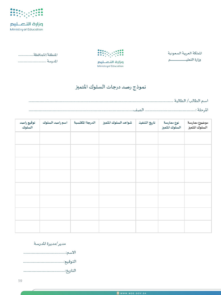 نموذج رصد السلوك المتميز | PDF