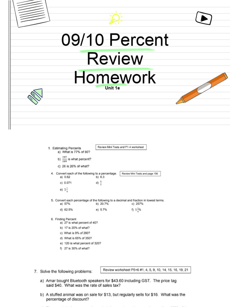 09_10 Percent Review Homework | PDF