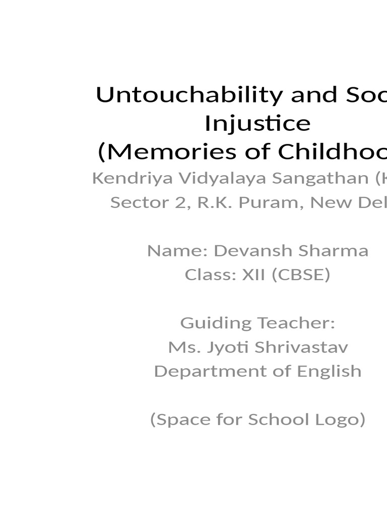 Untouchability and Social Injustice Portrait Detailed-1 | PDF | Dalit ...