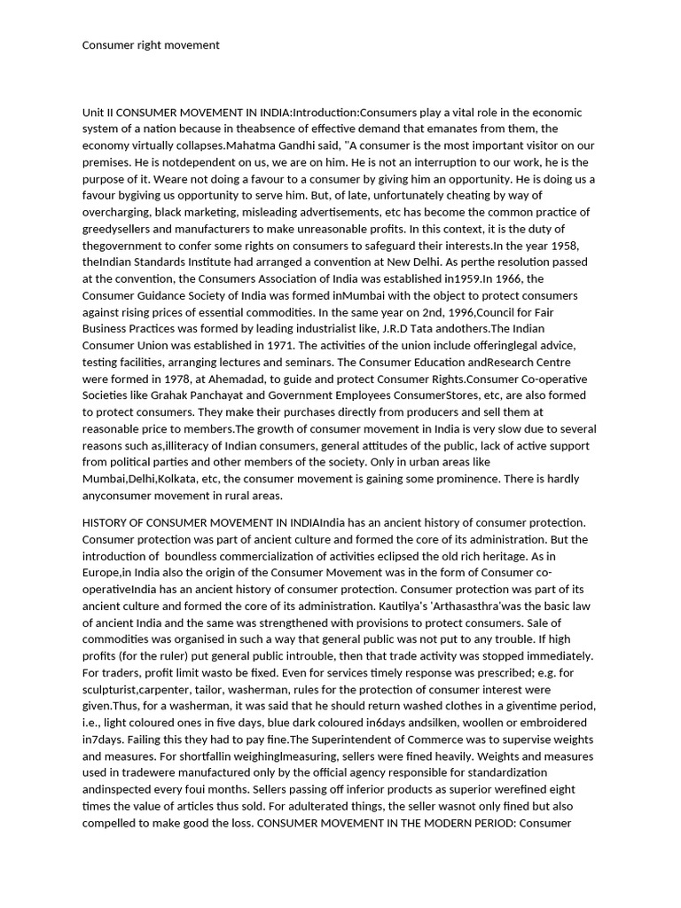Evolution of Consumer Rights in India | PDF | Economies