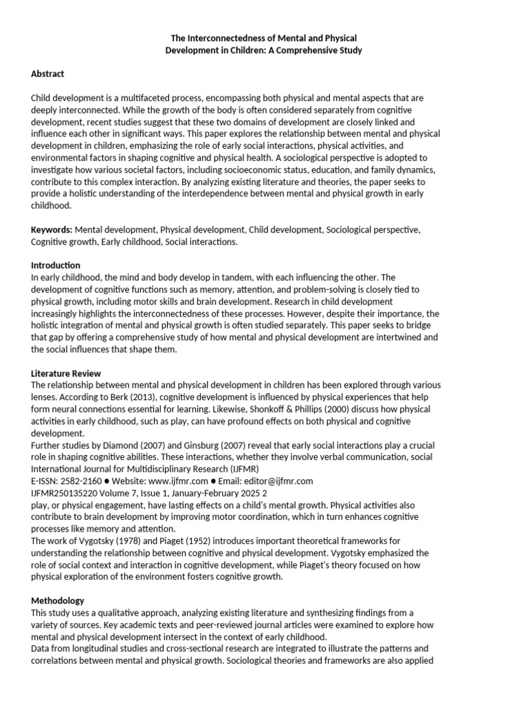 Mental and Physical Child Development Insights | PDF | Cognition | Mind