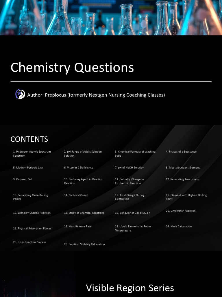 Chemistry Questions | PDF | Gases | Chemical Reactions