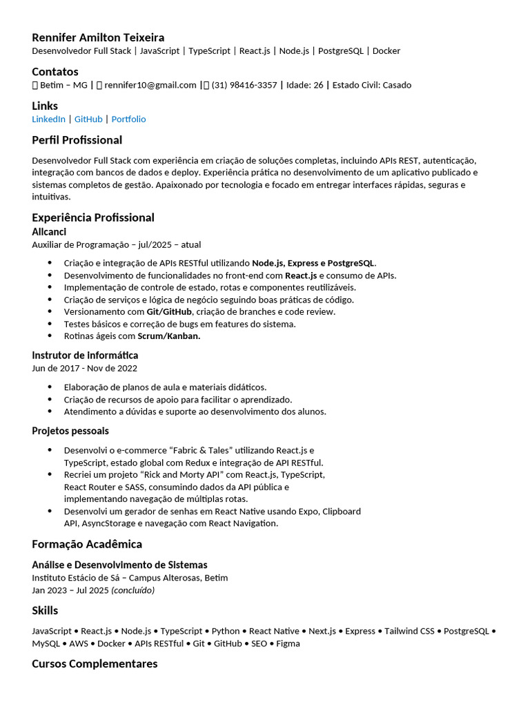 Desenvolvedor Full Stack: JavaScript e React | PDF | Script Java ...