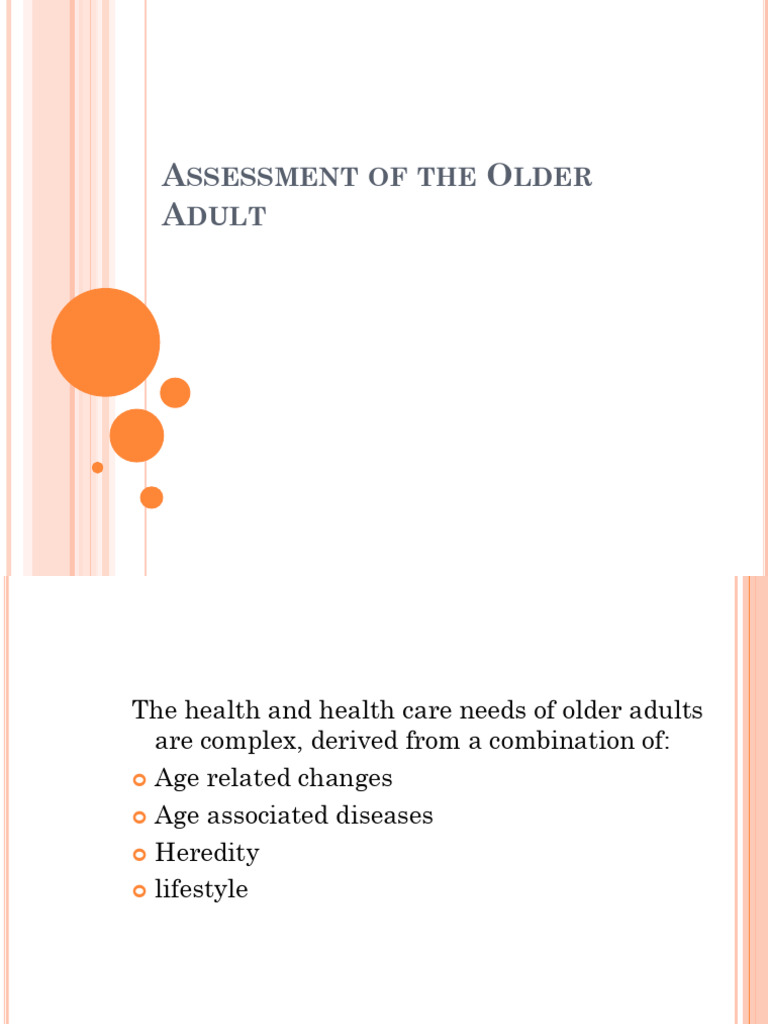 Comprehensive Assessment of Older Adults | PDF | Disability | Old Age