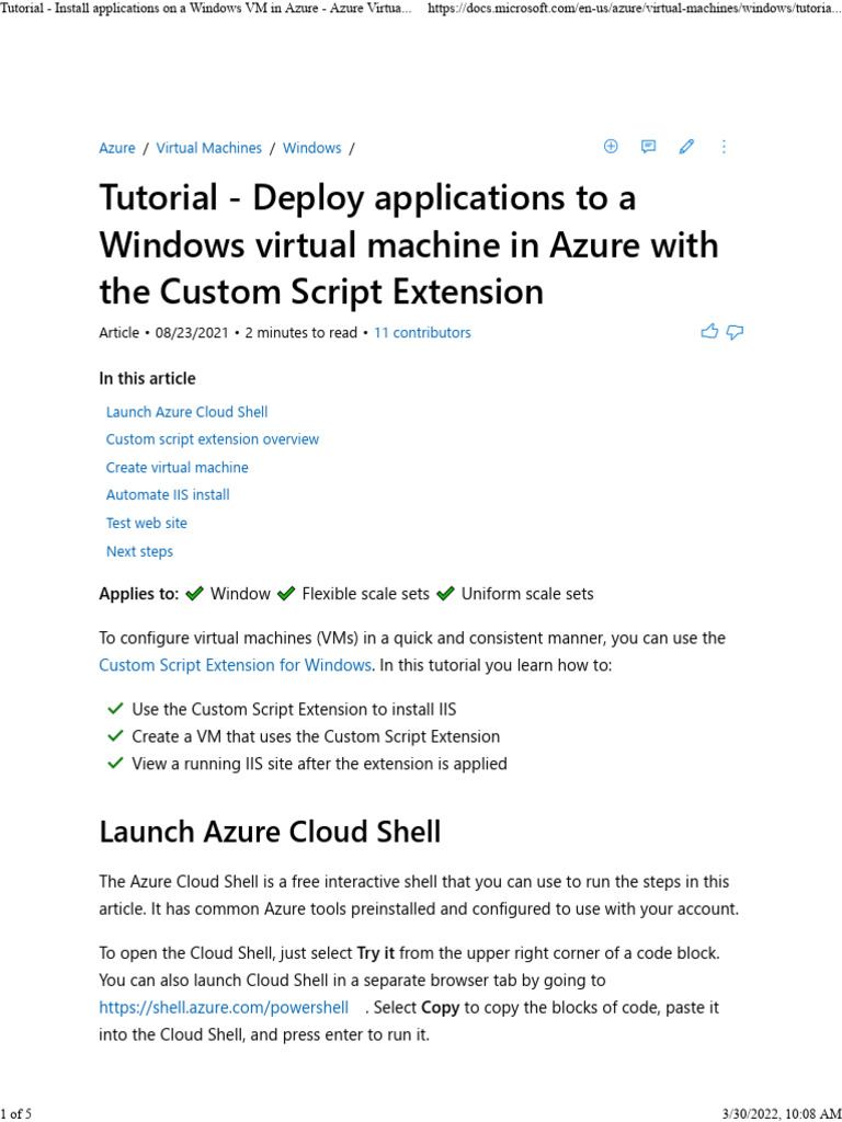 Deploy IIS on Azure Windows VM | PDF | Virtual Machine | Microsoft Azure