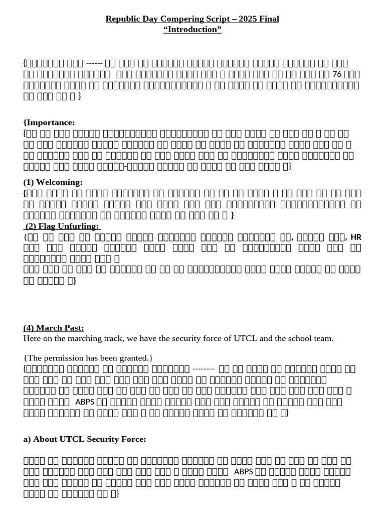 Republic Day Compering Script - 2025 | PDF