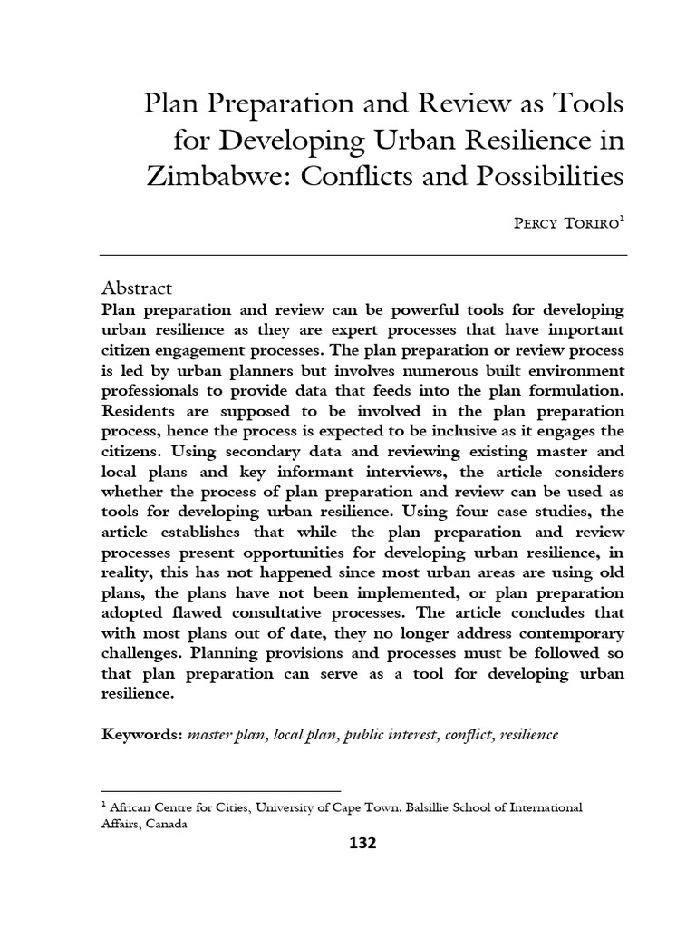 Urban Resilience Planning in Zimbabwe | PDF | Ecological Resilience | Flood