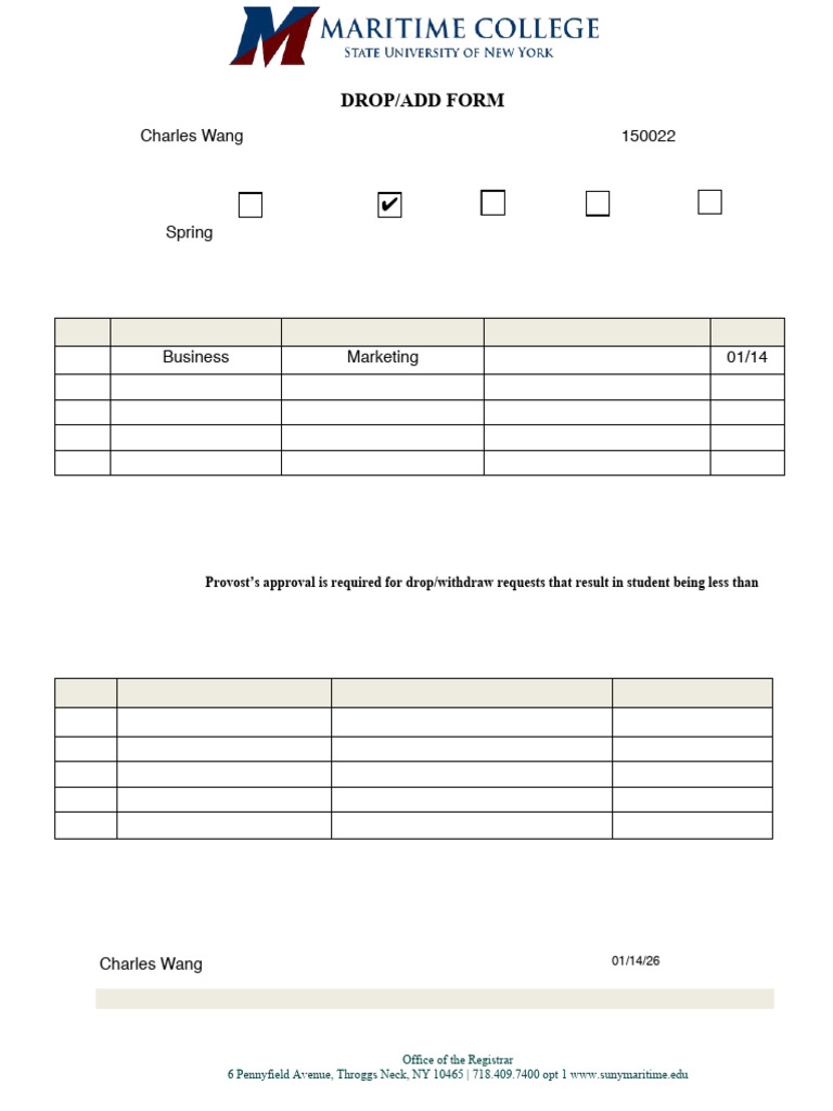Course Drop/Add Form Instructions | PDF | Academia | Higher Education
