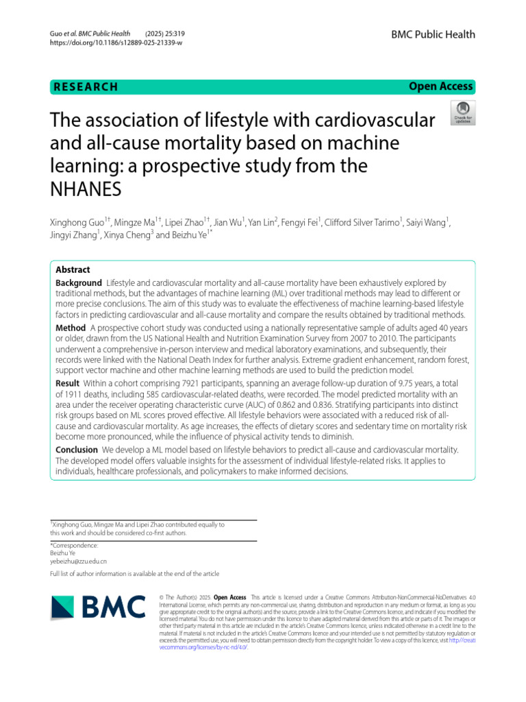 Machine Learning in Mortality Prediction | PDF | Receiver Operating ...